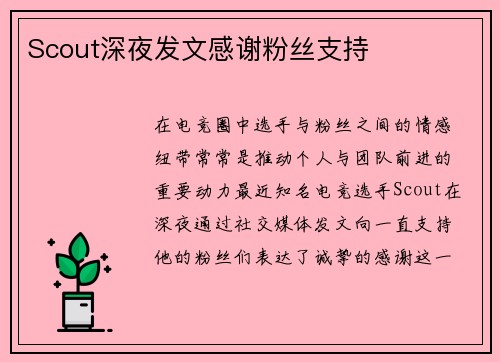 Scout深夜发文感谢粉丝支持
